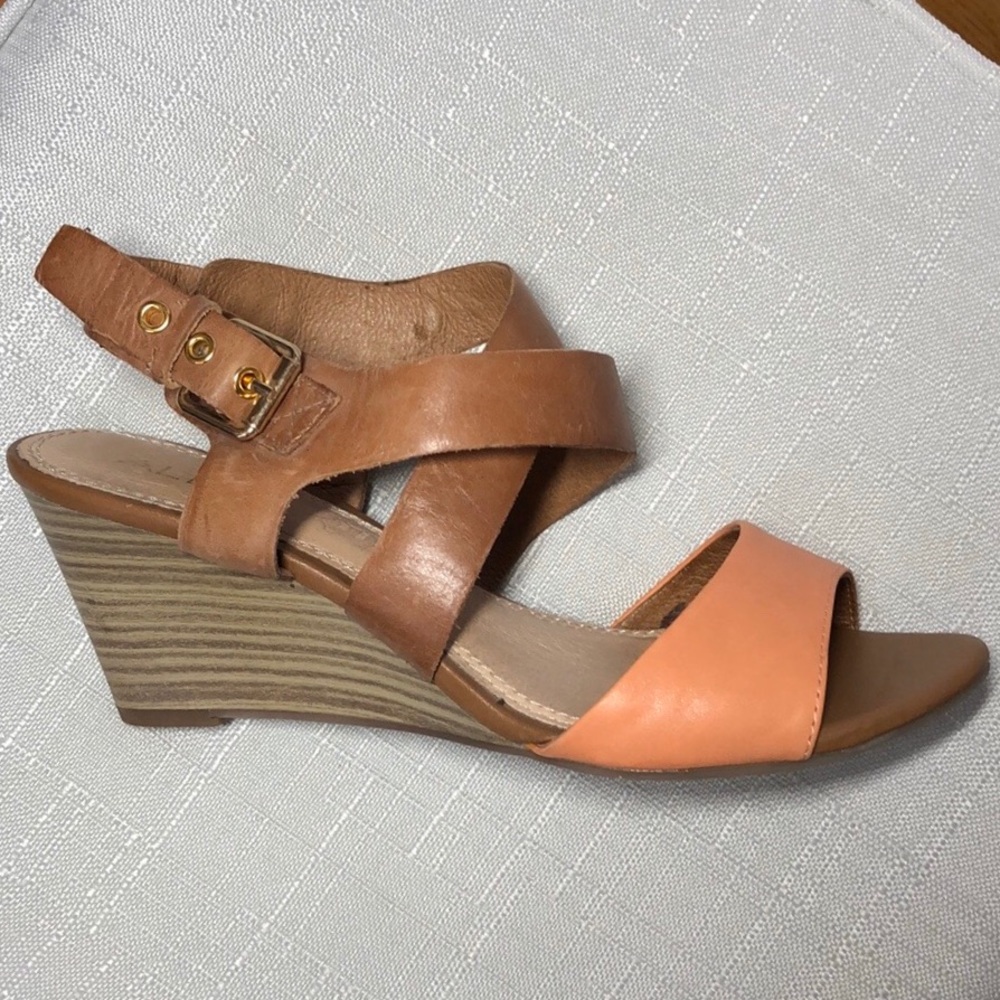 Aldo Brown and Orange Wedge Sandals